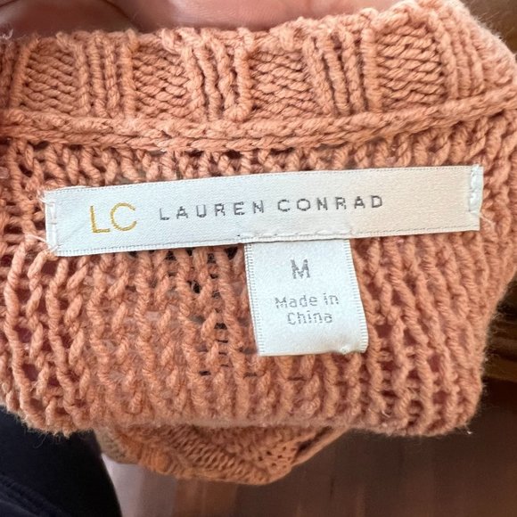LC Lauren Conrad Coral Square Neck Knit Pullover Sweater Women's Size Medium M - Picture 5 of 7